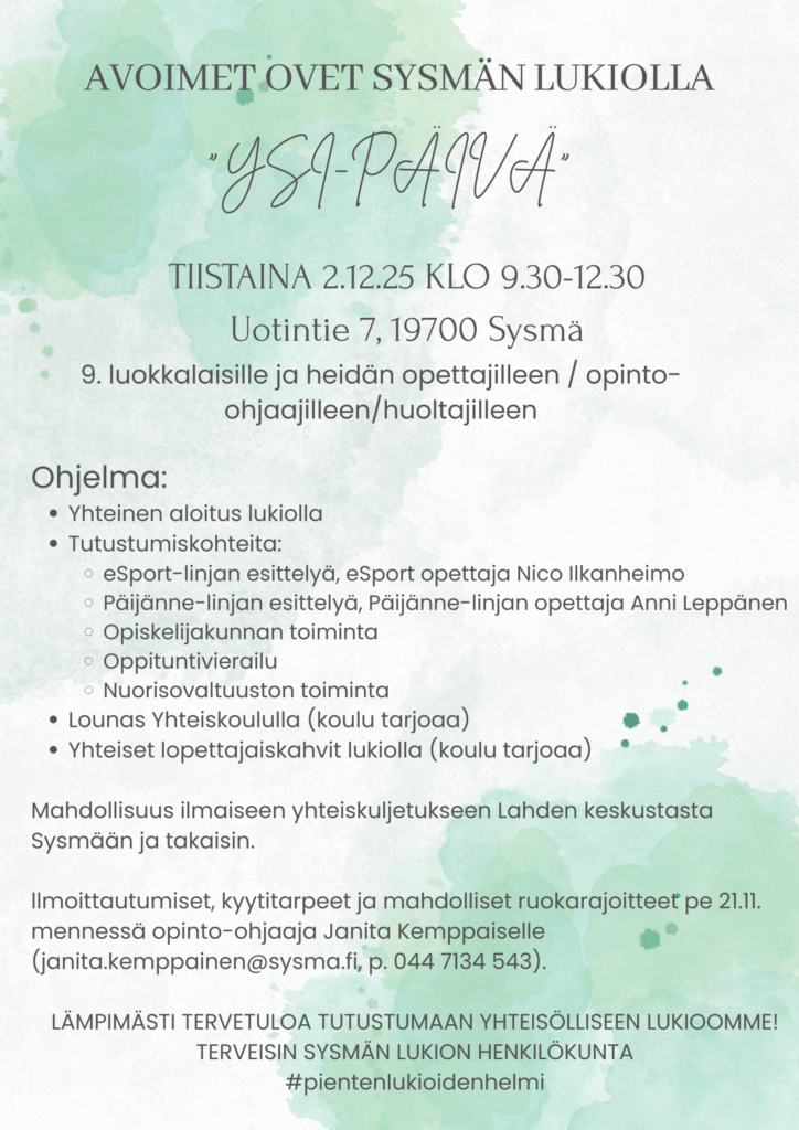 Sysmän lukion 9-päivä 2.12.2025